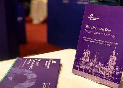 Procurement services merchandise at an event stand