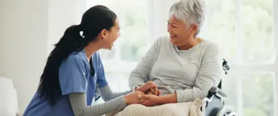 Care worker with patient
